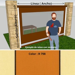 Telón vertical con ventana línea (ancho) 288 cm salida (altura) 210 cm (ref: X25)